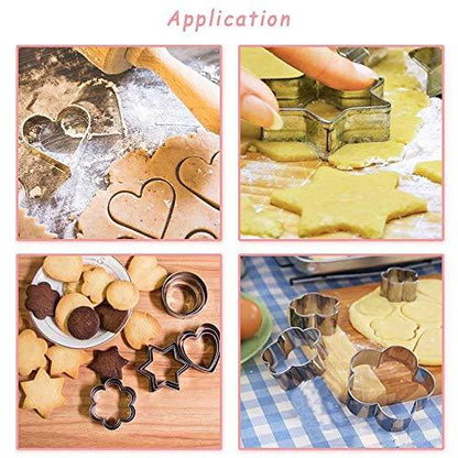 Cookie Cutters Shapes Baking Set, 12PCS Flower Round Heart Star Shape Biscuit Stainless Steel Metal Molds Cutters for Kitchen Baking Halloween Christmas Small Cookie Cutters - CookCave