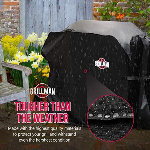 Grillman Premium BBQ Grill Cover, Heavy-Duty Gas Grill Cover for Weber Spirit, Weber Genesis, Char Broil, Nexgrill. Rip-Proof, Waterproof (58" L x 24" W x 48" H, Black) - CookCave