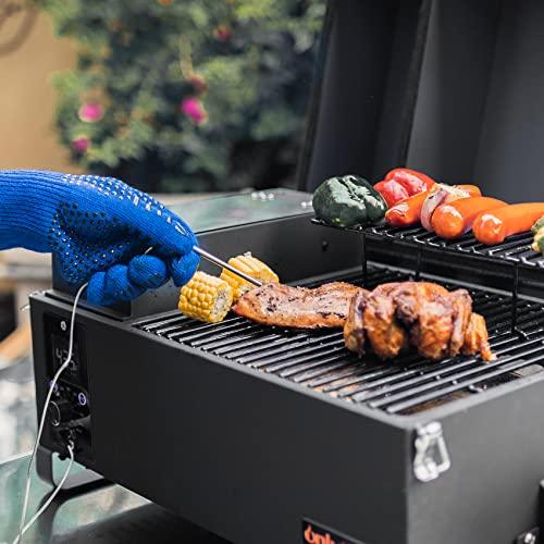 Onlyfire UPGRADED Wood Pellet Grill Smoker with Auto Temperature Control, LED Screen, Meat Probe & 2 Tiers Cooking Area, Portable Outdoor BBQ Grilling Stove for RV Camping Tailgating Cooking, Black - CookCave