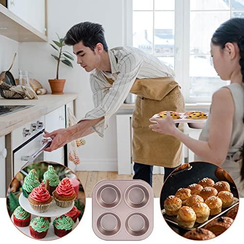 4 Cup Muffin Pan Baking Tray- Non-Stick Cupcake Tin Mold - Carbon Steel Cake Mould For Home, Cafe Bar and Restaurant(champagne) - CookCave