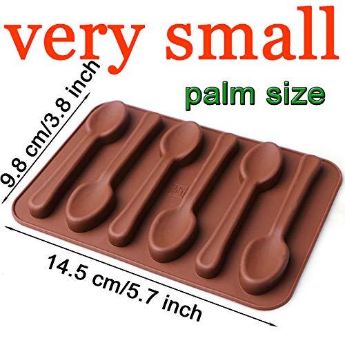 NUOMI 2 Pack Silicone Spoon Chocolate Molds 6 Cavities Candy Making Molds DIY Specialty Bakeware, Brown, Small-14.5X9.8 CM - CookCave