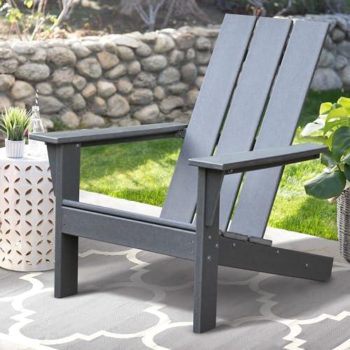 ATR ARTTOREAL Adirondack Chair, Weather Resistant Fire Pit Chairs Plastic Outdoor Chairs for Patio Garden, Backyard, Lawn(Grey) - CookCave