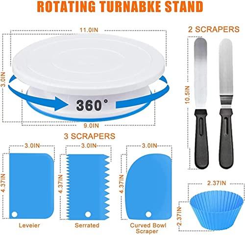 Cake Decorating Supplies 489pcs, Baking Tools Set for Cakes，Cake Turntable, Piping Icing Tips for Beginners - CookCave