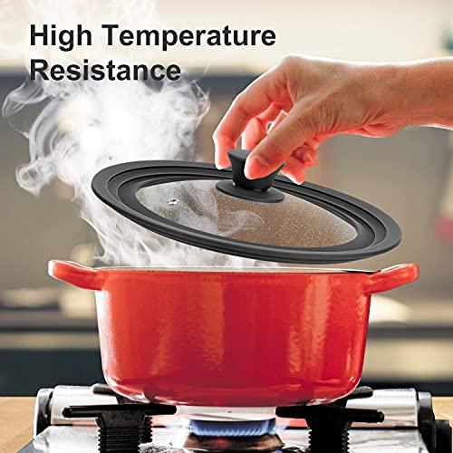 Universal Lid for Pots, Pans and Skillets - Tempered Glass Lid with Heat Resistant Silicone Rim Fits 10" - 12" Diameter Cookware, Replacement Lid for Frying Pan and Cast Iron Skillet(10"11"12") - CookCave