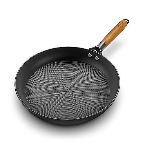 imarku Frying Pan - 12inch Non Stick Frying Pan Honeycomb Cast Iron Skillets, Large Frying Pans Nonstick Dishwasher Safe, Oven Safe Kitchen Pans for Cooking With Stay-cool Wood Handle - CookCave