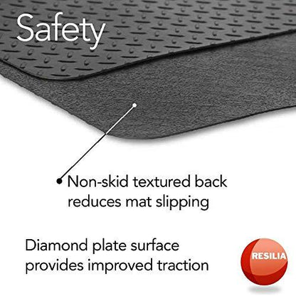 RESILIA - Large Under Grill Mat - Black Diamond Plate, 36 x 48 inches, for Outdoor Use - CookCave