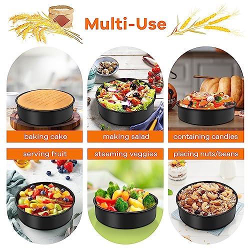 TeamFar Cake Pan, 4'' / 6''/ 8'' Round Baking Tier Pan Set, with Non-Stick Coating Stainless Steel Core, for Steaming Serving, Healthy & Heavy-Duty, Release Easily & Easy Clean, Set of 3, Black - CookCave