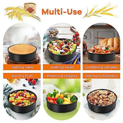 TeamFar Cake Pan, 4'' / 6''/ 8'' Round Baking Tier Pan Set, with Non-Stick Coating Stainless Steel Core, for Steaming Serving, Healthy & Heavy-Duty, Release Easily & Easy Clean, Set of 3, Black - CookCave