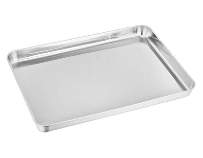 TeamFar Baking Sheet Set of 2, Baking Pans Tray Cookie Sheet Stainless Steel, Non Toxic & Healthy, Mirror Finish & Rust Free, Easy Clean & Dishwasher Safe - CookCave
