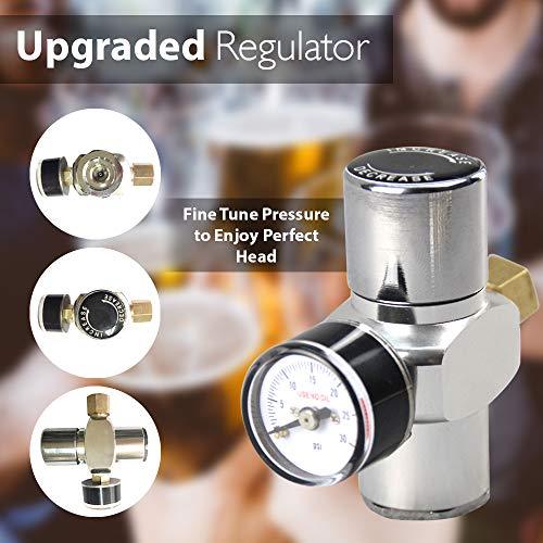 NutriChef Pressurized Growler Tap System, 128oz Stainless Steel Mini Keg Dispenser Portable Kegerator Kit, Co2 Pressure Regulator Keeps Carbonation for Craft Beer, Draft and Homebrew - CookCave