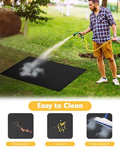 Under Grill Mat, 60×42 inch BBQ Floor mats, Deck Patio Protector Mat, Indoor Fireplace Mats Fire Pit Mats, Fire Resistant, Water Resistant, Oil Proof, Easy to Clean Reusable Outdoor Grill Mat - CookCave