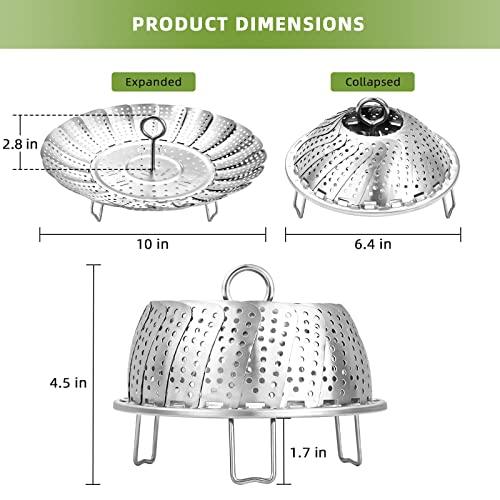 Steamer Basket, Premium Stainless Steel Vegetable Steamer Basket for Veggies & Seafood Cooking, Expandable Food Steaming Basket Fits for Various Size Pots & Pans (6.4" to 10") LAIHIFA - CookCave