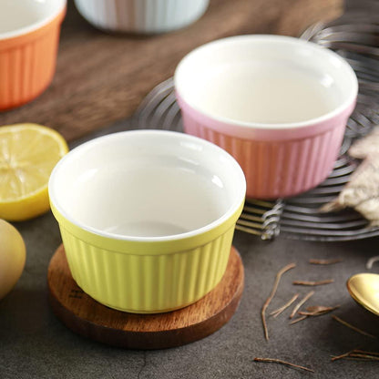 YAZYLIFE Ramekins 6oz Oven Safe,Creme Brulee Ramekins and Souffle Dishes,Porcelain Ramekin Baking Bowls,Dipping Sauce Dish.Pudding Cups,Set of 6,Colorful. (Colorful) - CookCave