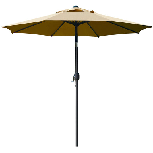 Sunnyglade 9' Patio Umbrella Outdoor Table Umbrella with 8 Sturdy Ribs (Tan) - CookCave