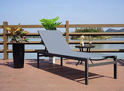 Kozyard Chaise Lounge Outdoor, Aluminum Outdoor Chaise Lounge Set of 2, Flat Chaise Lounge Chair for Pools, Patio and Outdoor Lounging - Comfortable Patio Chair and Poolside Lounger (1 Pack, Gray) - CookCave