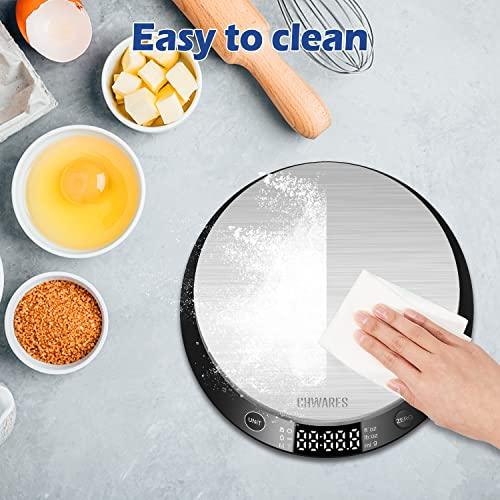 CHWARES Food Scale, Digital Kitchen Scale with Bowl Stainless Steel, Rechargeable Digital Scales Grams and Ounces for Weight Loss, Dieting, Baking, Cooking, and Meal Prep, 11lb/5kg, 0.1oz/1g - CookCave