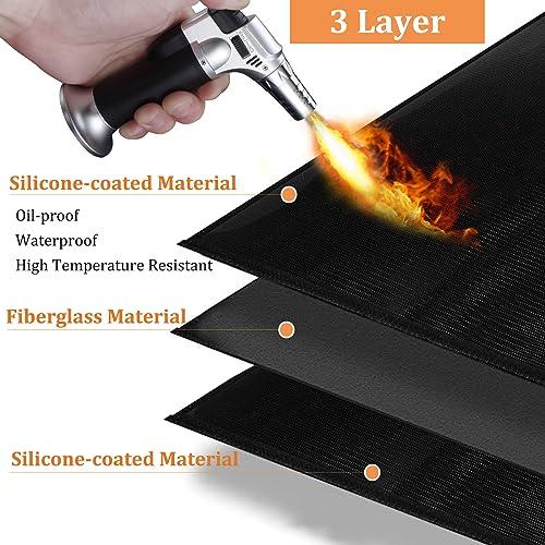 Grill Mats for Outdoor Grill with Holes, 36×50 inch Under Grill Mat, Grill Mats for Outdoor Grill Deck Protector, Indoor Fireplace Mats Fire Pit Mats, Easy to Clean Reusable Outdoor Grill Mat - CookCave