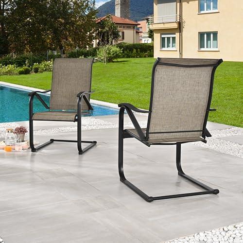 LOKATSE HOME Sling Patio Dining Set of 2 Outdoor Chairs Poolside Balcony Garden Porch, Black Frame - CookCave