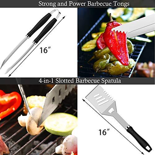 ROMANTICIST 26pcs Grilling Accessories Kit for Men Women, Stainless Steel Heavy Duty BBQ Tools with Glove and Corkscrew, Grill Utensils Set in Portable Canvas Bag for Outdoor,Camping,Backyard,Black - CookCave