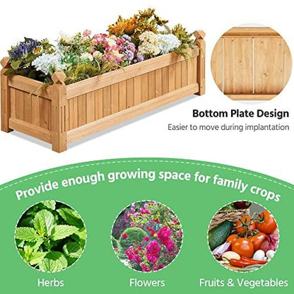 Yaheetech 43.5″ L×16″ W×14″ H Wooden Raised Garden Bed, Horticulture Wood Rectangular Garden Planter Outdoor, Raised Planter Box for Yard/Greenhouse/Vegetable/Flower/Herbs, Light Brown - CookCave