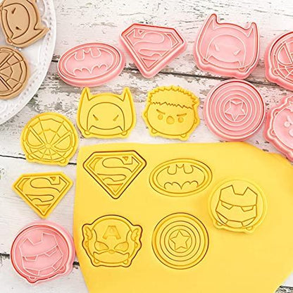 Crethinkaty Cartoon Cookie Cutter-8 Plastic Cookie Stamp- Cartoon Fun Cookie Mold, Children's Baking Set. - CookCave