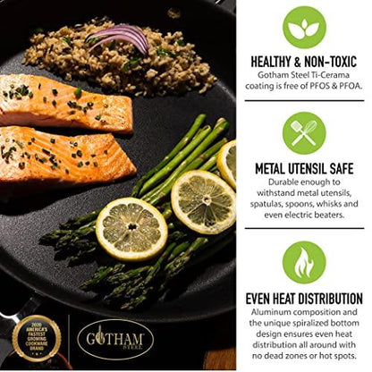 Gotham Steel 5 Pc Copper Pots and Pans Set Non Stick Cookware Set, Kitchen Cookware Sets, Pot and Pan Set, Pot Set, Non Toxic Cookware Set, Frying Pan Set, Saucepan Set, Pots Set, Dishwasher Safe - CookCave