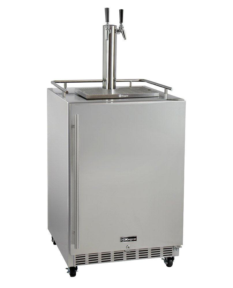 Kegco Kegerator 24" Wide Dual Tap Stainless Steel Commercial Beer Dispenser HK38SSC-2 - CookCave