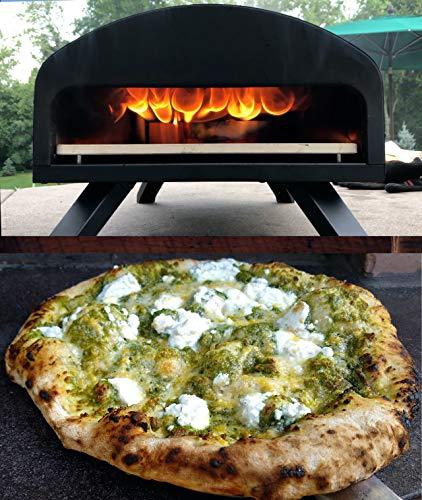 Bertello Outdoor Pizza Oven Black + Pizza Peel Combo. Wood Fire Portable Brick Oven - Portable Pizza Maker. As Seen on SHARK TANK - CookCave