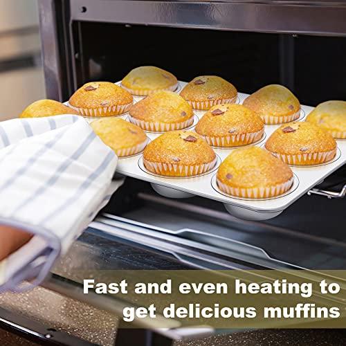 TeamFar 12-Cup Muffin Pan, Stainless Steel Muffin Tin Metal Cupcake Baking Pan for Oven, Regular Size & Non Toxic, Easy Clean & Dishwasher Safe - CookCave