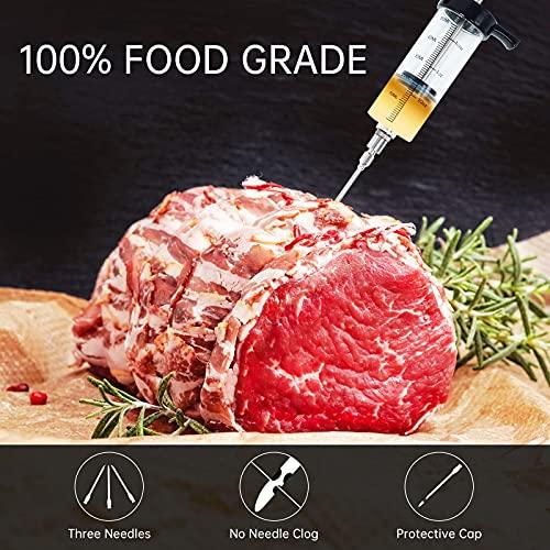 Meat Injector Syringe Turkey Marinade Injector Kit, 1.6-Oz Syringe Set with 3 Professional Needles,1 Silicone Brush,4 Extra O-Rings,1 Cleaning Brush for Basting&Grilling, Flavor Injector for Smoking - CookCave