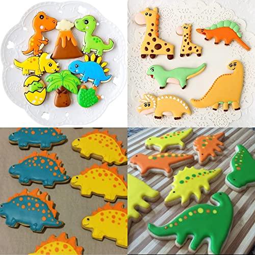 12PCS Dinosaur Cookie Cutters Set - ISZW Stainless Steel Metal Dinosaur Theme Shapes Baking Mold for Kids Baking, Metal Cookie Cutter Molds for Kids Birthday Party DIY Cake Decoration - CookCave