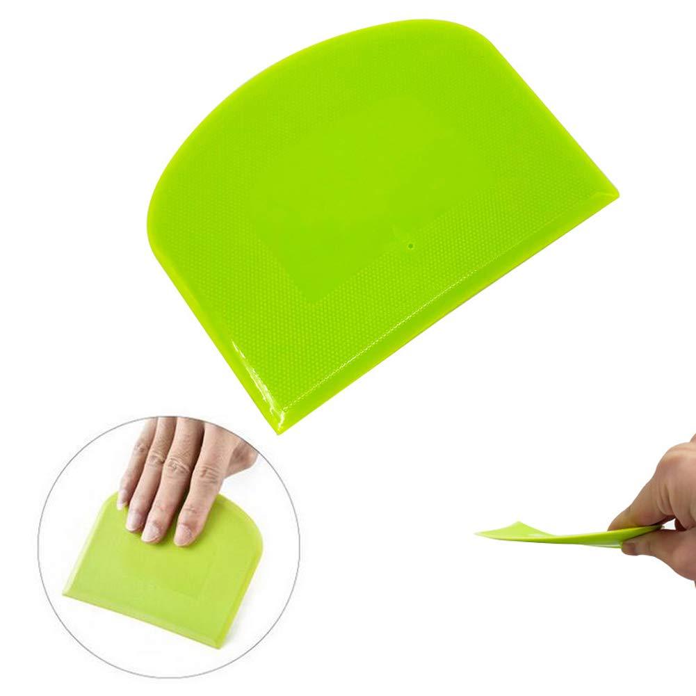 lasenersm 2 Pieces Dough Scraper Bowl Food-safe Plastic Dough Cutter Flexible Bench Multipurpose Food Scrappers for Bread Dough Cake Fondant Icing, White, Green - CookCave