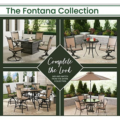 Hanover Fontana 7-Piece Outdoor Patio Dining Set with 38"x72" Cast-Top Rectangular Table and 6 Quick-Dry Sling Swivel Rocker Chairs, Modern Weather Resistant Furniture Set with Table and Chairs - CookCave