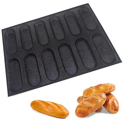 Meajore Silicone French Baguette Pan, Perforated Baking Bread Pan, Mini 12 Loaf Sandwich Mold Non-Stick Hotdog Bun Baking Liners - CookCave