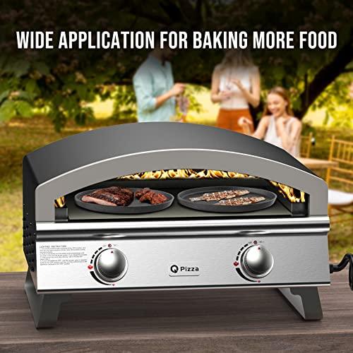 Outdoor Gas Pizza Oven Makes 2 Pizzas or Extra Large Pizza, 25" Large Capacity Pizza Maker, Versatile Grill Stove with 19" Baking Stone for Steak Meat Seafood, Save Time Cooking Amount Food for Party - CookCave