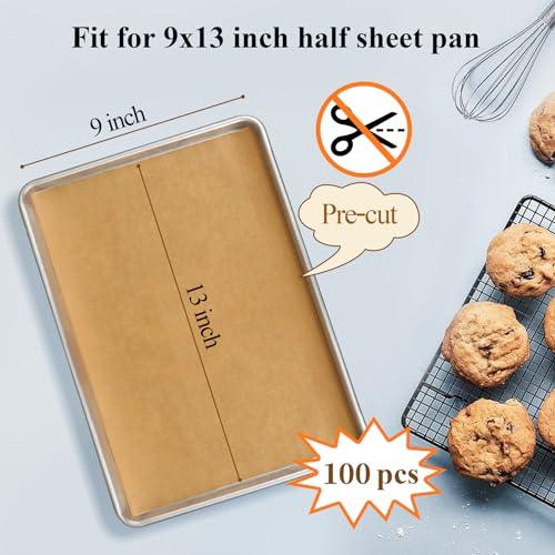 DISSKNIC 100PCS Unbleached Parchment Paper for Air Fryer Liners, 9x13 Inch Precut Parchment Paper for Baking Sheet, Baking Supplies Baking Paper for Toaster Oven, Cookie sheet, Baking pan, Bread pan - CookCave