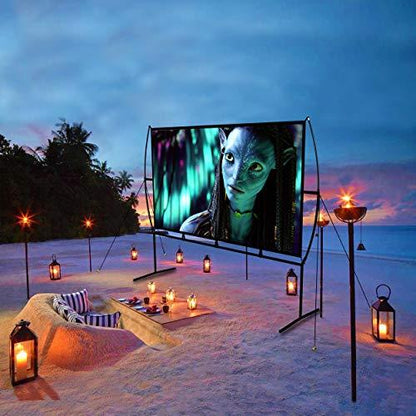 Projector Screen with Stand Foldable Portable Movie Screen 100 Inch（16：9）, HD 4K Double Sided Projection Screen Indoor Outdoor Projector Movies Screen for Home Theater (100 Inch) - CookCave