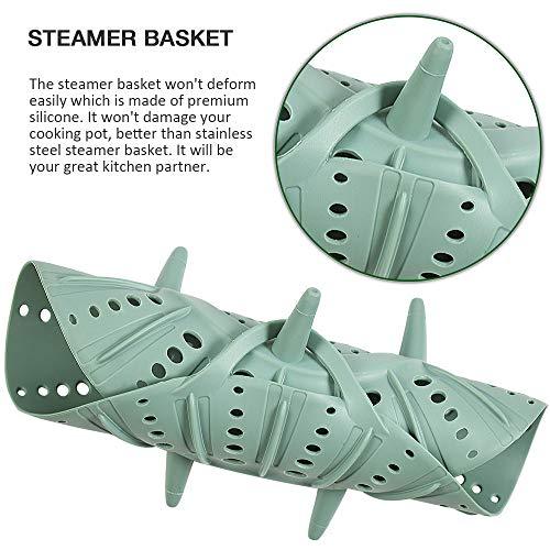 Alimat PluS 1 Pack Large Steamer Basket - Silicone Vegetable Steamer Basket with Durable Handles & Strong Feets Compatible with 6 Qt and 8 Qt Cooking Pots(For Large Pot) - CookCave