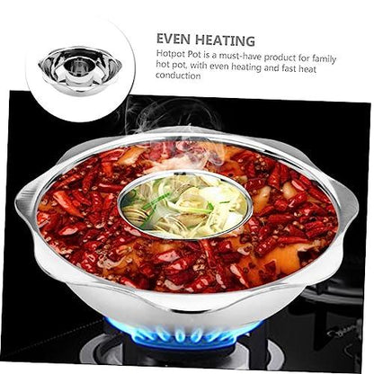 GOOHOCHY stainless steel hot pot sichuan hot pot dual sided hot pot noodle pot korean shabu shabu pot double sauce pot shabu shabu hot pot kitchen cooking pot stew pot pan induction cooker - CookCave