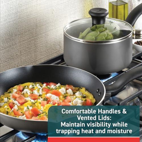 T-fal Initiatives Nonstick Sauce Pan 3 Quart Oven Safe 350F Cookware, Pots and Pans, Dishwasher Safe Black, Small - CookCave