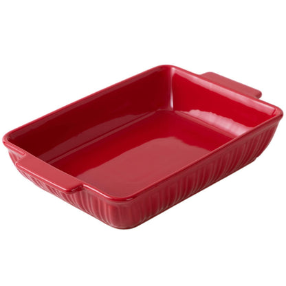 FE Baking Dish, 11"x 8"Rome Pillar Casserole Dish, 3.38 Quart Lasagna Pan with Handles, Ceramic Rectangular Baking Pan for Dinner & Banquet(Red) - CookCave