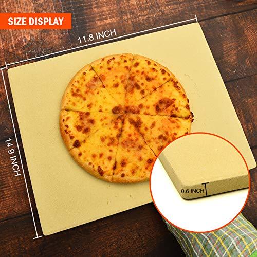 COYMOS Pizza Stone Heavy Duty Ceramic Baking Stone for use in Oven & Gril - Thermal Shock Resistant, Ideal for Baking Pizza, Bread, Cookies, Rectangular Cooking Stone 15x12 Inch. (Bonus Free Scraper) - CookCave