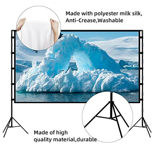 Projector Screen with Stand,Towond 100 inch Outdoor Projector Screen Portable Indoor Projection Screen 16:9 4K Rear Front Movie Screen with Carry Bag for Home Backyard Theater - CookCave