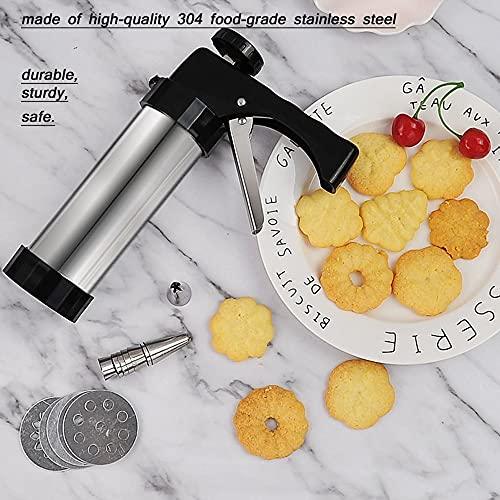 Cookie Press Set, Stainless Steel Cookie Maker Biscuit Press Icing Gun Set with 13 Metal Cookie Press Discs for Cake Decoration - CookCave