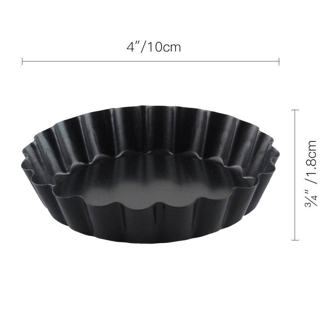 MEICHU 4 Inch Tart Pan Set of 6 Nonstick Mini Tart Pan with Removable Bottom - for Quiche, Desserts, and Cakes (4''Black Round 6PCS) - CookCave