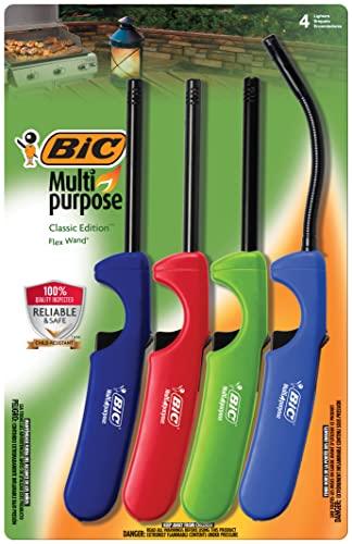BiC Multi-Purpose Lighter - 4 Lighter Value Pack with 1 Flexible Wand and 3 Fixed Wand - CookCave