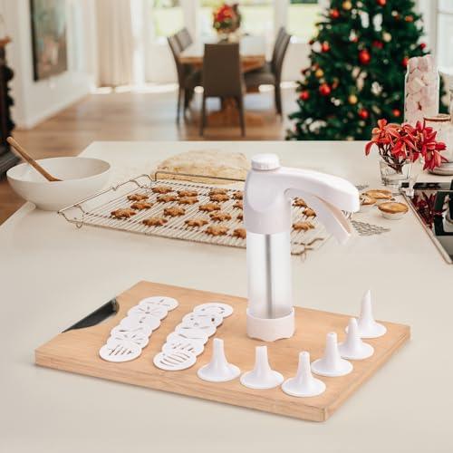 Dacono Cookie Press for Baking, Spritz Cookie Press, Cookie Press Gun Kit with 12 Cookie Press Discs and 6 Icing Tips, for DIY Biscuit Maker, Cake Icing Decoration,White - CookCave