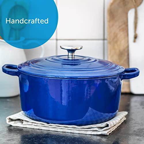 BK Bourgogne Enameled Cast Iron Induction 7QT Nonstick Dutch Oven, PFAS Free, Dishwasher Safe, Royal Blue - CookCave