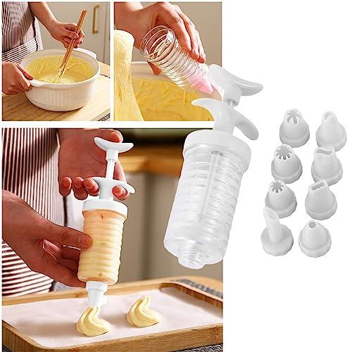 Pipe Nozzles with Syringe，8pcs Plastic Cream Baking Piping Nozzle Dispenser Icing Pastry Tips Tube Decoration Tool, for Cupcake and Cake - CookCave