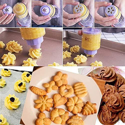 Cookie Gun Discs,Cookie Press, Classic Biscuit Maker, Cake Making Decorating Set with 10 Flower Pieces and 8 Cake Decorating Tips and Tubes for DIY Cake Cookie Maker Decorating - CookCave